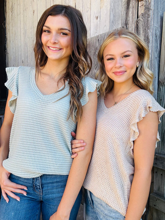 Knit Ruffle Sleeve Top